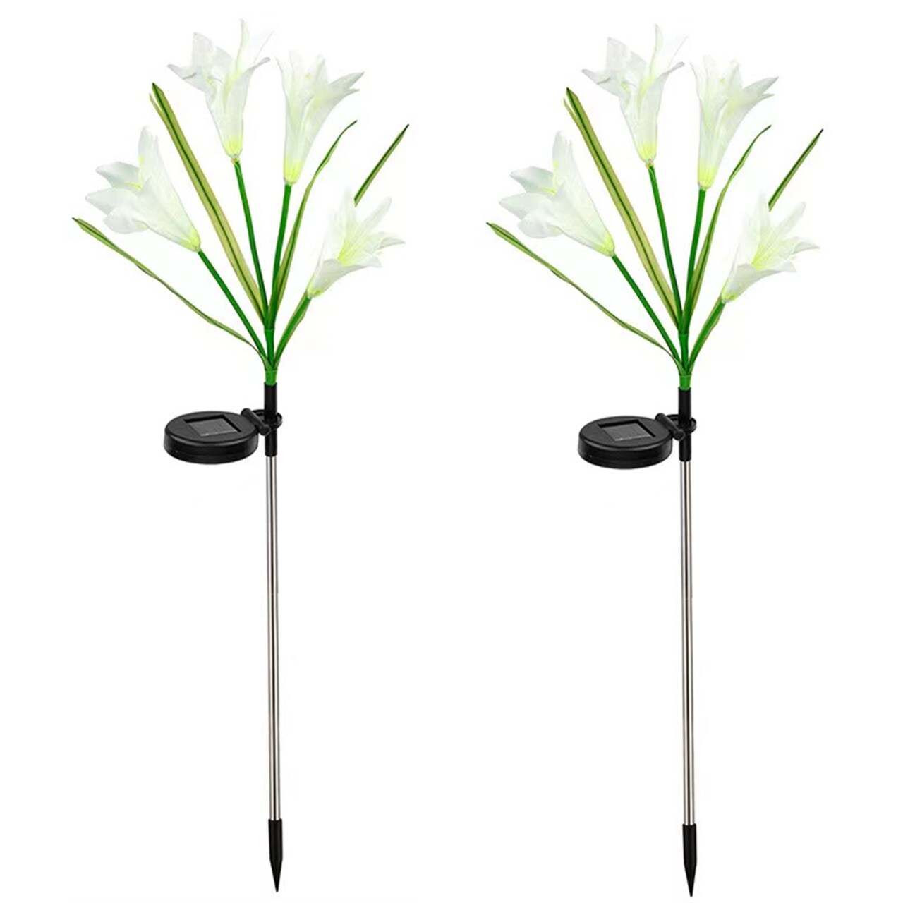 2 Pcs Solar Flowers LED Light Outdoor Garden Yard Stake Solar Flower Lights